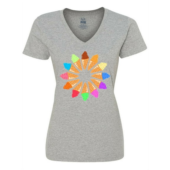 Inktastic Ice Cream Cone Starburst Women's V-Neck T-Shirt