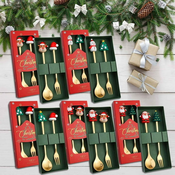 Up to 60% Off, Christmas Spoon Christmas Dessert Spoon Fork Stainless Steel Tableware Set Cute Doll With Hand Gift,