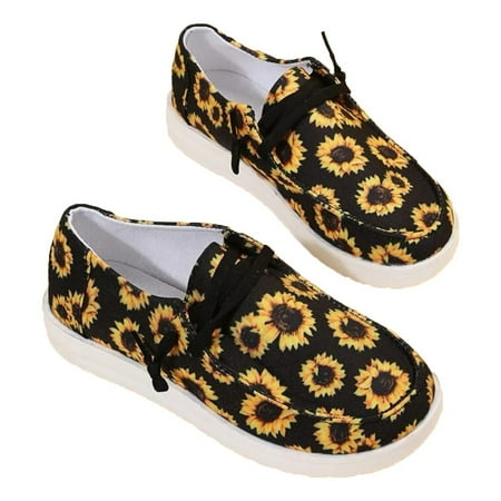 

Female Canvas Shoes Sunflower Printed Flats Casual Comfort Walking Shoes