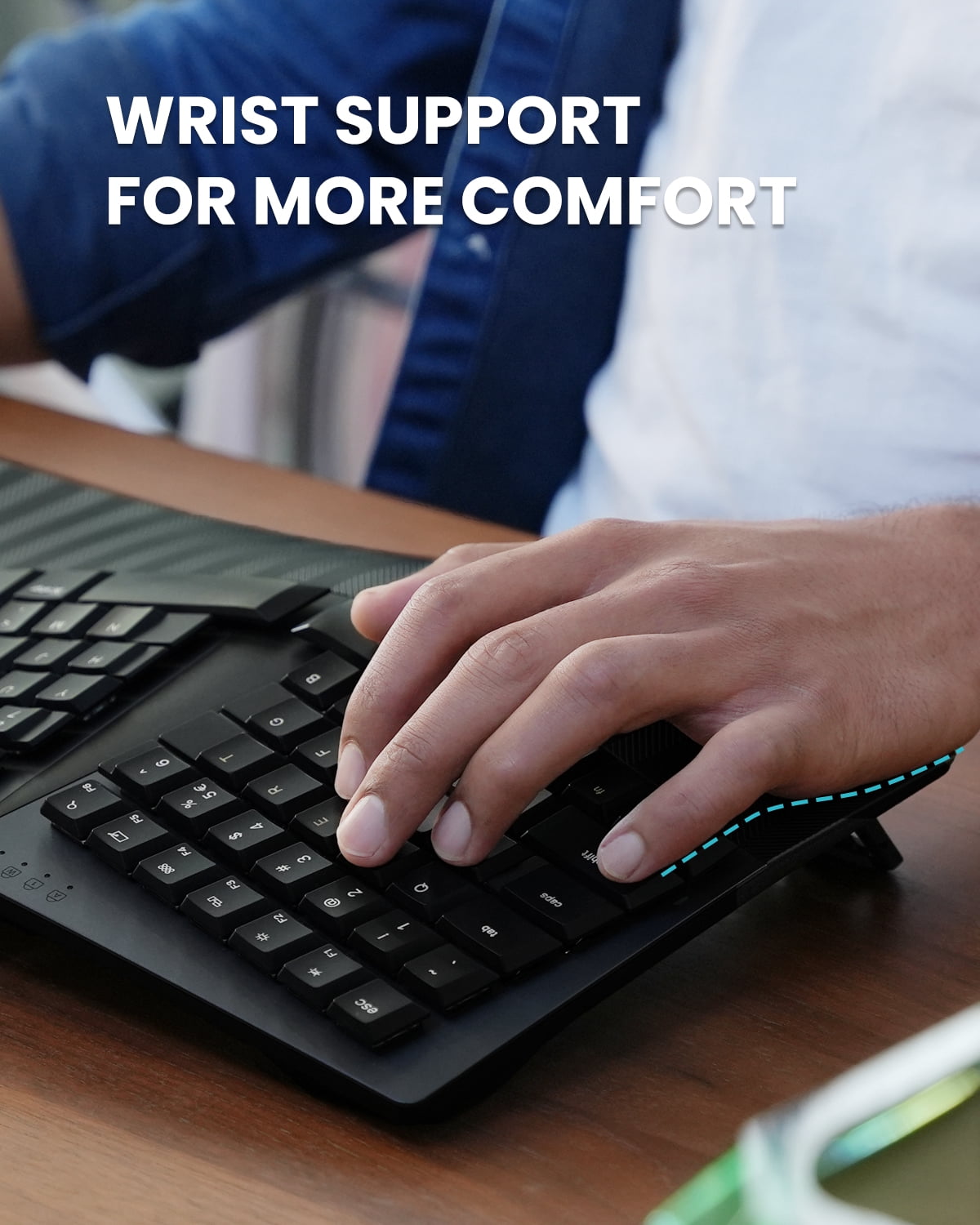 Perixx PERIBOARD-535BR [Firmware Updated] Wired Ergonomic Mechanical Keyboard - Full-Size - Low-Profile Brown Tactile Switches - NKRO Anti-Ghosting - Compatible with Windows and macOS
