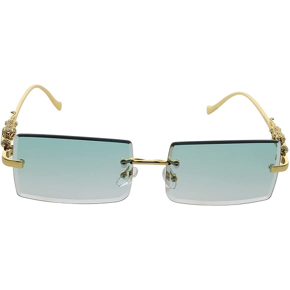 Lunettes de Soleil Rectangulaires Vintage Sans Monture Sans Monture Mode Teintées pour Femmes Hommes