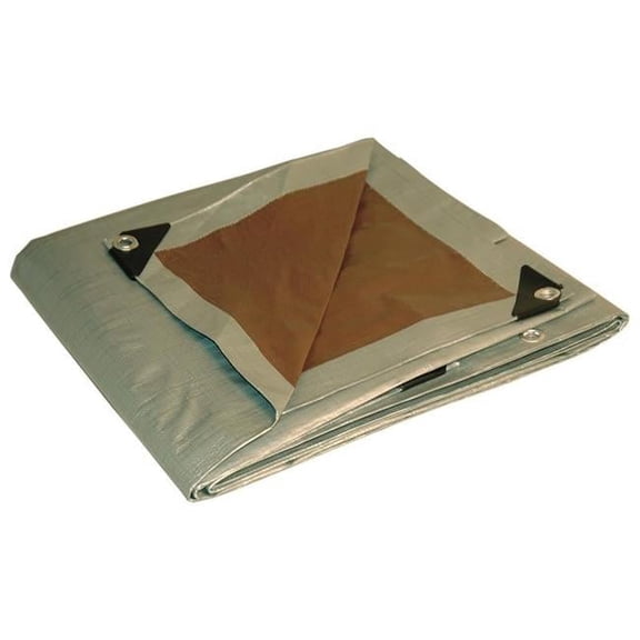 Heavy Duty Polyethylene Tarp - Brown & Silver - 10 x 10 ft - UV & Water Resistant
