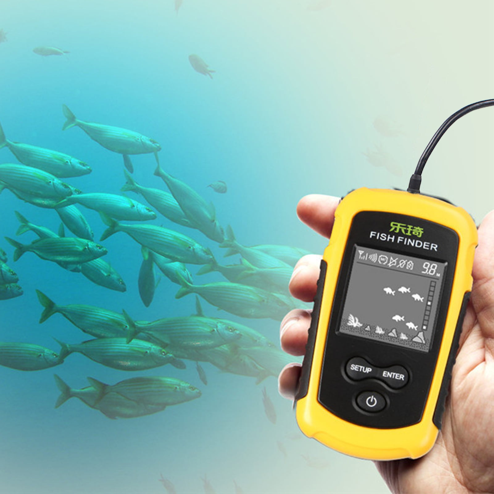 Lixada Sonar Transducer Depth Locator ICE Fish Finder Alarm Fish Detector Y5T6 