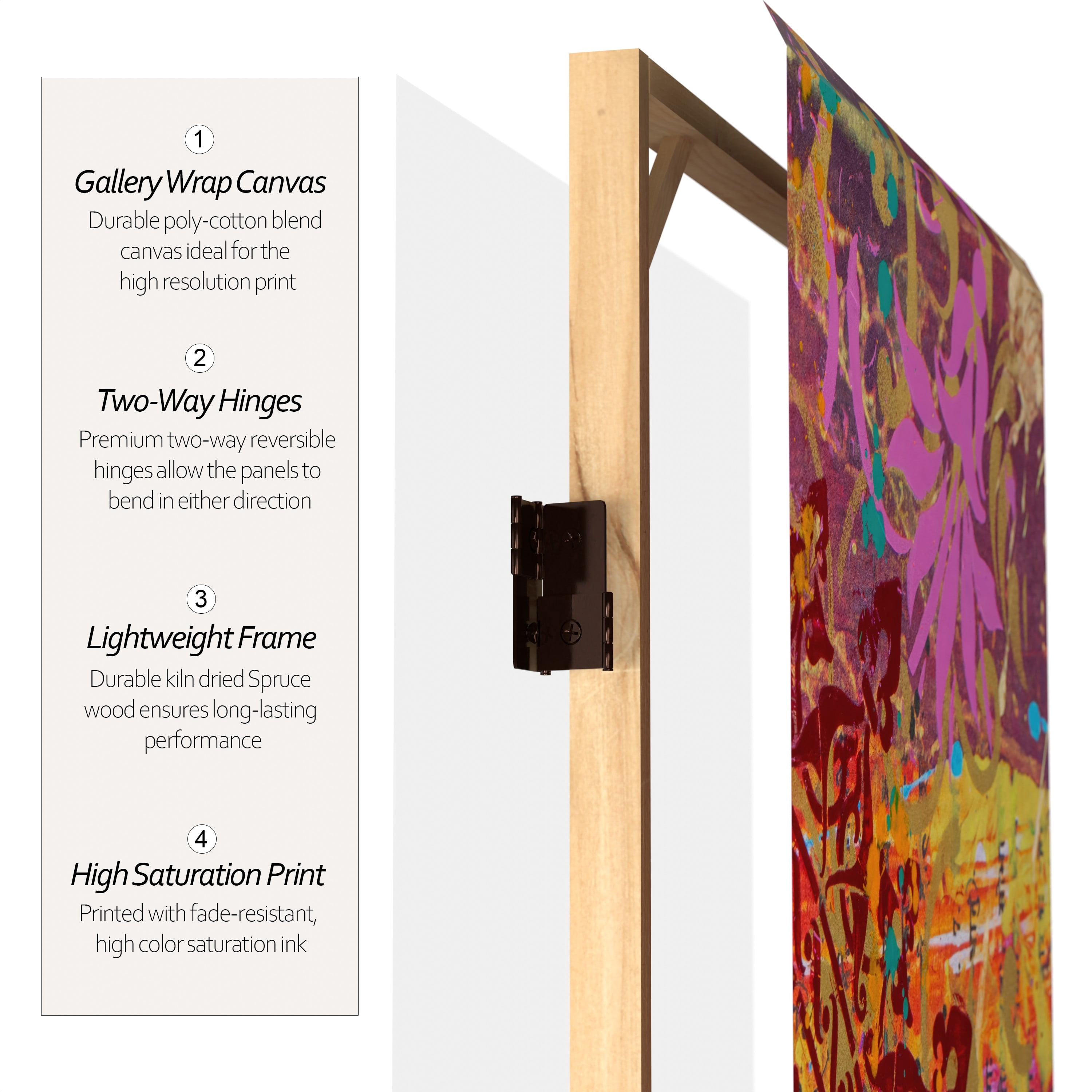 6 ft. Tall Double Sided Holi Canvas Room Divider