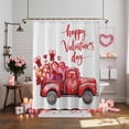 thumbnail image 4 of Valentine's Day Shower Curtain Red Love Heart Truck Bathroom Curtains with Hooks, Waterproof Fabric Rose Balloon Bow Tie Bath Shower Curtains Set for Bathroom Bathtubs Valentines Decor 72x72 Inch, 4 of 9