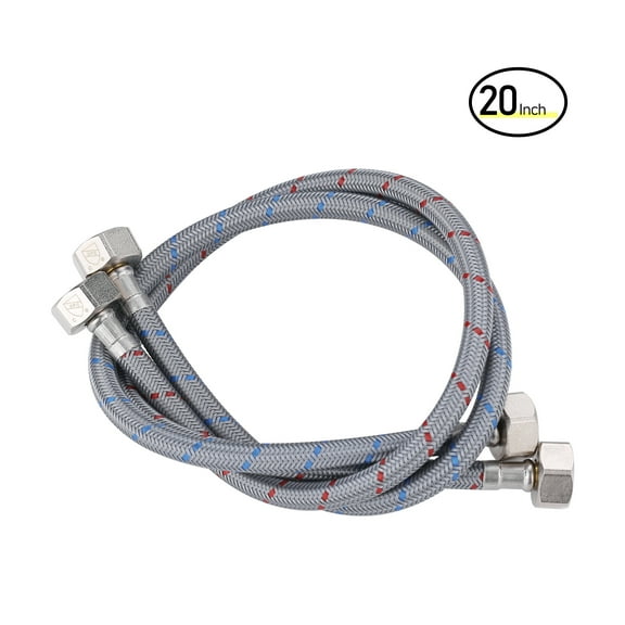 Wowow 20-Inch Length Faucet Hose Connector Braided Stainless Steel cUPC Supply Lines 1/2-Inch FIP x 1/2-Inch FIP Sink Hose Replacement 1 Pair