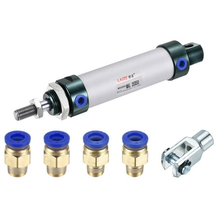 

Uxcell 25mm Bore 50mm Stroke Pneumatic Air Cylinder with Y Connector and 4Pcs Quick Fitting Set
