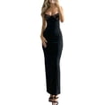 thumbnail image 2 of Women Sexy Bodycon Cami Maxi Dress Lace Floral Spaghetti Strap Low Cut Long Dress Party Dresses, 2 of 6