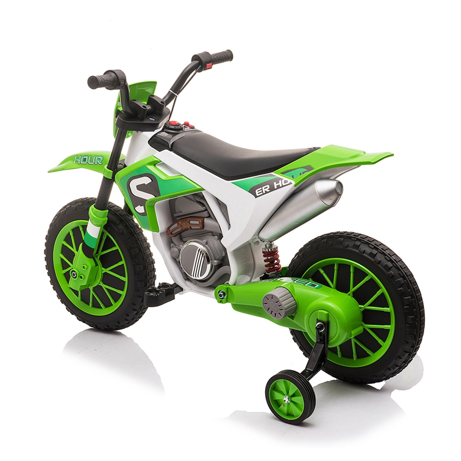 CIPACHO 12V Kids Ride On Toy Motorcycle, Electric Motor Toy Bike with Training Wheels for Kids 3-6 Kids Car, Green