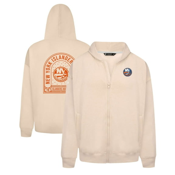Men's Levelwear Khaki New York Islanders Uphill Stained Glass Full-Zip Hoodie Jacket