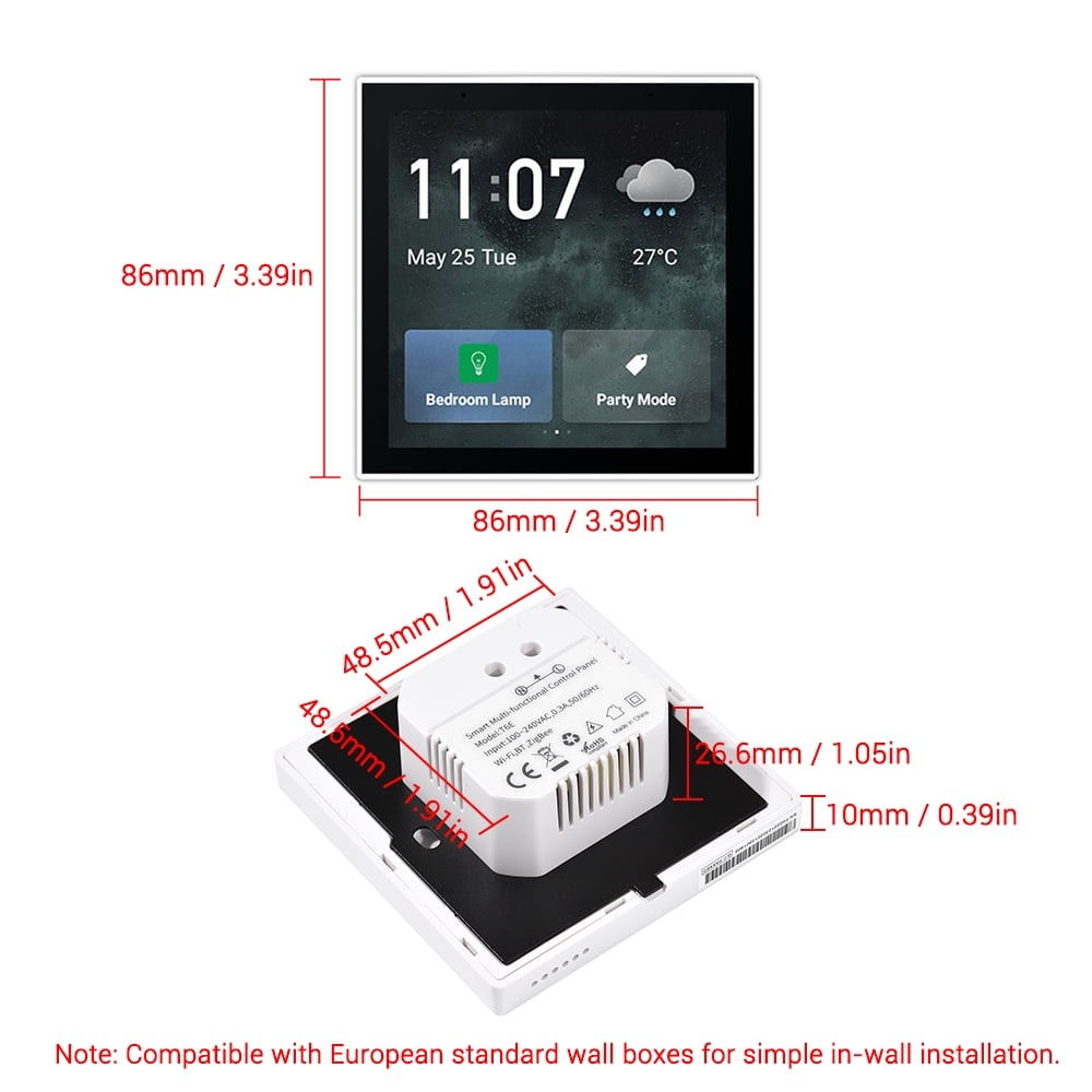Panel,Function App Remote Lcd Screen Temperature Weather Display Panel Wifi Scene Remote With 4-inch With 4-inch Lcd App Remote With Switch Bt Function Wall Switch Bt Dsfen