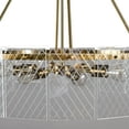 thumbnail image 4 of 32 Inch Round 8 Light Chandelier, Diamond Lattice, Gold Iron, Clear Glass- Saltoro Sherpi, 4 of 5