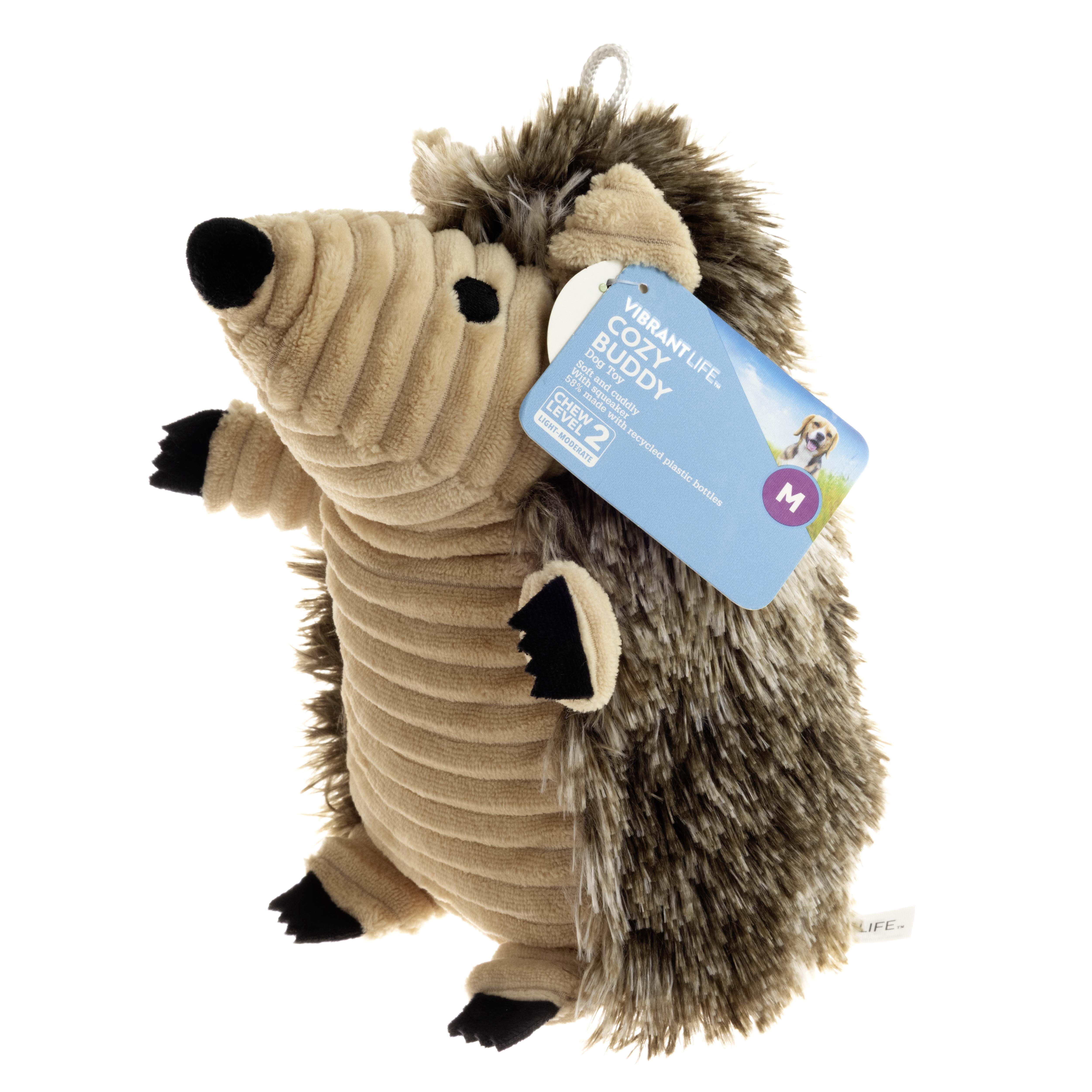 Vibrant Life Cozy Buddy 7.5 Inch Hedgehog Dog Toy, Soft Chew Level