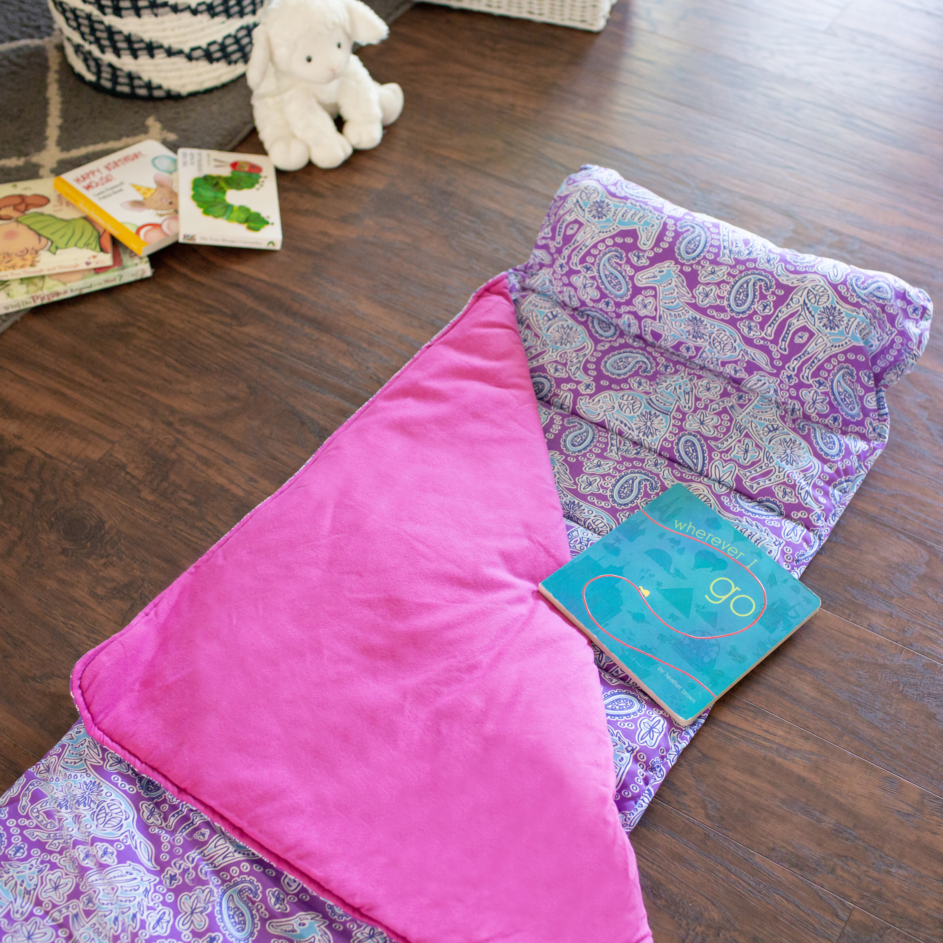 Wildkin Original Nap Mat with Pillow for Boys and Girls, Features Hook and Loop Fastener, Soft Cotton Blend Materials (Watercolor Ponies Purple) - image 3 of 7