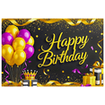 thumbnail image 2 of Black Background Happy Birthday Banner with Gold Purple Balloons Crown Gifts Backdrop Party Decorations Photography Props Birthday Party Supplies, 2 of 7
