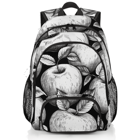 Herdesigns Apples Black And White Laptop Backpack for Women Men, Work Computer Backpacks, 18.3 Inch Large Computer Nurse Teacher Bags Travel Casual Daypack