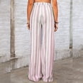 thumbnail image 4 of Casual Pants for Women Drawstring Striped Loose Wide Leg Trousers with Large Pockets, 4 of 5