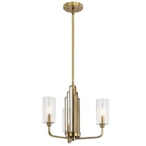 3 Light Small Chandelier in Art Deco Style-14.75 inches Tall and 18 inches Wide-Brushed Natural Brass Finish Bailey Street Home 147-Bel-4435991