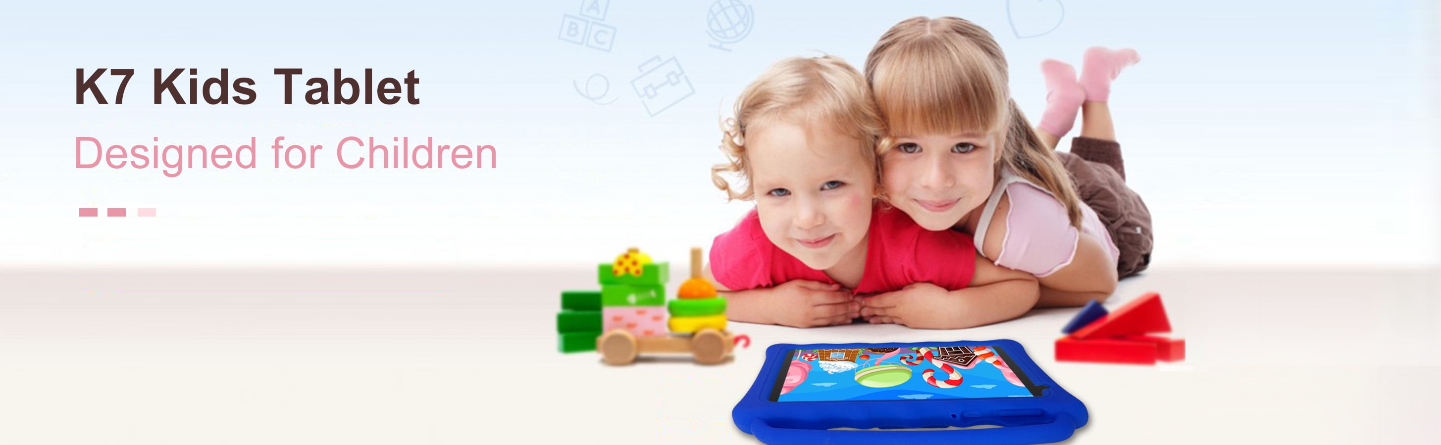 Kids Tablet, 7 Inch Tablet for Kids, Android 12 Tablet 2GB RAM+32GB Storage, Toddler Tablets with KIDOZ Parental Control App, WiFi, Bluetooth, Best Gift for Kids Learning and Playing