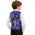 thumbnail image 2 of Garronmavis Galaxy Boys Suit Vest Warm Wolf V Neck Adjustable Back Strap Vests Lightweight Butterfly Sleeveless Slim Fit Casual Vests Outfit Fashion Boy's 3 Button Formal Suit Vest, 2 of 7