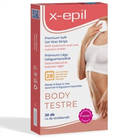 X-Epil - Soft Gel Wax Strips - 20 count - Hyaluronic acid and cupuacu butter Hair Removal Solution for Sensitive Skin – For Easy & Fast Results, Effective on Thick and thin hair