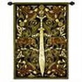 thumbnail image 2 of celtic warrior by jan delyth | woven tapestry wall art hanging | celtic sword boar knots druid spiritual fighter| 100% cotton usa size 63x45, 2 of 2