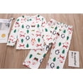 thumbnail image 3 of Conjunto de pijamas para niños y niñas 2021, Papá Noel, pingüino, árbol de Navidad, ropa de dormir para niños, 2 piezas, tops + pantalones, ropa de bebé, pijamas, 3 of 5