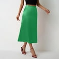 thumbnail image 4 of Women's A-Line Fold Elastic Waist Skirt Solid Color Casual Comfort Stretch Polyester Spandex, 4 of 5