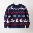 thumbnail image 5 of SonxaHe Toddler Boys Girls Sweaters Long Sleeved Christmas Cartoon Snowman Knit Sweaters Kids Loose Holiday Winter Sweater Blue,Sized 3-4, 5 of 5