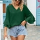 thumbnail image 2 of Estrela Blusa de Mujer Cuello en V Camisa Informal Manga con Volantes Top de Color Puro para Oficina de Viajes de Verano Verde Oscuro XL, 2 of 6