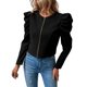 thumbnail image 3 of Chaqueta Corta de Larga para Mujer, con Cremallera, Abrigo, Ropa de Abrigo, Atuendo de Otoño, Chaquetones Negro XXL, 3 of 8