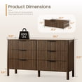 thumbnail image 5 of Fluted 6 Drawer Dresser for Bedroom 55" Wide Wooden Dresser TV Stand Modern Storage Organizer for Living Room, Hallway, Walnut, 5 of 12