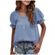 thumbnail image 1 of Blusa de manga corta con cuello cuadrado doble dulce de gasa de verano a la moda informal para mujer Pompotops hfajkhk132438, 1 of 6