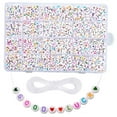 thumbnail image 1 of KLKCMS Kit de Perles Lettres Alphabet Lot de 1200 Perles Cœur avec Cordon Élastique Acrylique Rond A-Z Lettres Colorées, 1 of 8