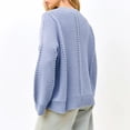 thumbnail image 4 of Tnhcen Women's Openwork Knit Sweater Loose Fit Round Neck Top Soft Acrylic Pullover Breathable Long Sleeve Comfort Casual Solid Color S-XL, 4 of 5