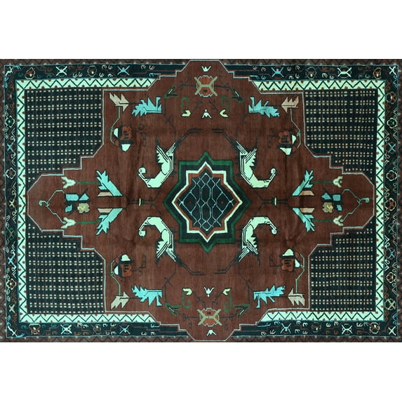 Ahgly Company Indoor Rectangle Persian Light Blue Traditional Area Rugs, 8' x 12'