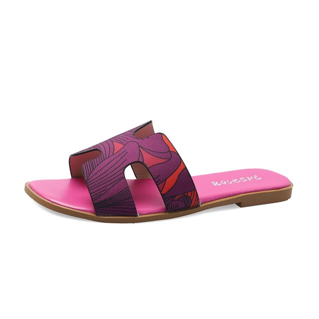 Chaussons d'Été pour Femmes Motif Géométrique 2024 Talon Bas Luxe Rue Frit Plage Chaussures Tendance Mode tzw