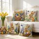 thumbnail image 4 of Decoraciones de Pascua, adornos de Pascua, regalos de Pascua, funda de almohada de lino con forma de huevo de Pascua, funda de cojín para sofá, sala de estar, 4 piezas, 4 of 6