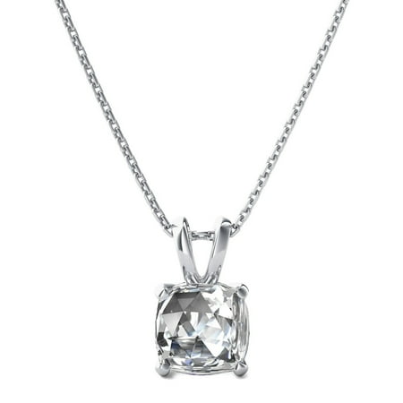 - Sterling Silver Cushion Shape Pink Opal Accent Pendant Necklace with 18