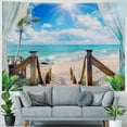 thumbnail image 4 of Creowell  Beach Decor Tapestry, Ocean Sea Tropical Island Palm Tree Scenic View From Balcony Summer Tropical Scenery Wall Hanging Nature Tapestry For Bedroom Living Room Dorm 40x30inch, 4 of 6