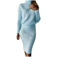 thumbnail image 1 of JHLZHS Robes de Demoiselle d'Hiver et Robe d'Hiver Col Roulé Tricoté Couleur Unie Ensemble Chandail Jupe Robe Violette pour Femme Robe Jaune Femmes, 1 of 5