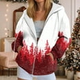 thumbnail image 2 of felwors Christmas Zip Up Hoodie Women Reindeer Snowflake Hooded Sweatshirts Drawstring Jacket With Pockets Casual Tops Wine, S, 2 of 7