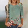 thumbnail image 1 of 3/4 Manga Túnica Tops para las Mujeres Suelto Impreso Cuello Redondo Camiseta, Blusa Casual para Uso Diario Y en el Hogar, Suéter Ligero, 1 of 4
