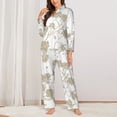 thumbnail image 2 of Haiem Vintage Stylized White Color Pattern Women’s Long-sleeve Sleepwear,Sleepwear Set,2-piece Loungewear Set,Soft PJs Comfy Nightwear with Pockets-Medium, 2 of 7