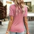 thumbnail image 6 of Summer Saving Wycnly Womens Tops Dressy Casual Beach Going out Fashion Puff Sleeve Slim Fit Lightweight Tunic Shirts Summer Short Sleeve Round Neck Tops Solid Blouse Pink XXL, 6 of 6