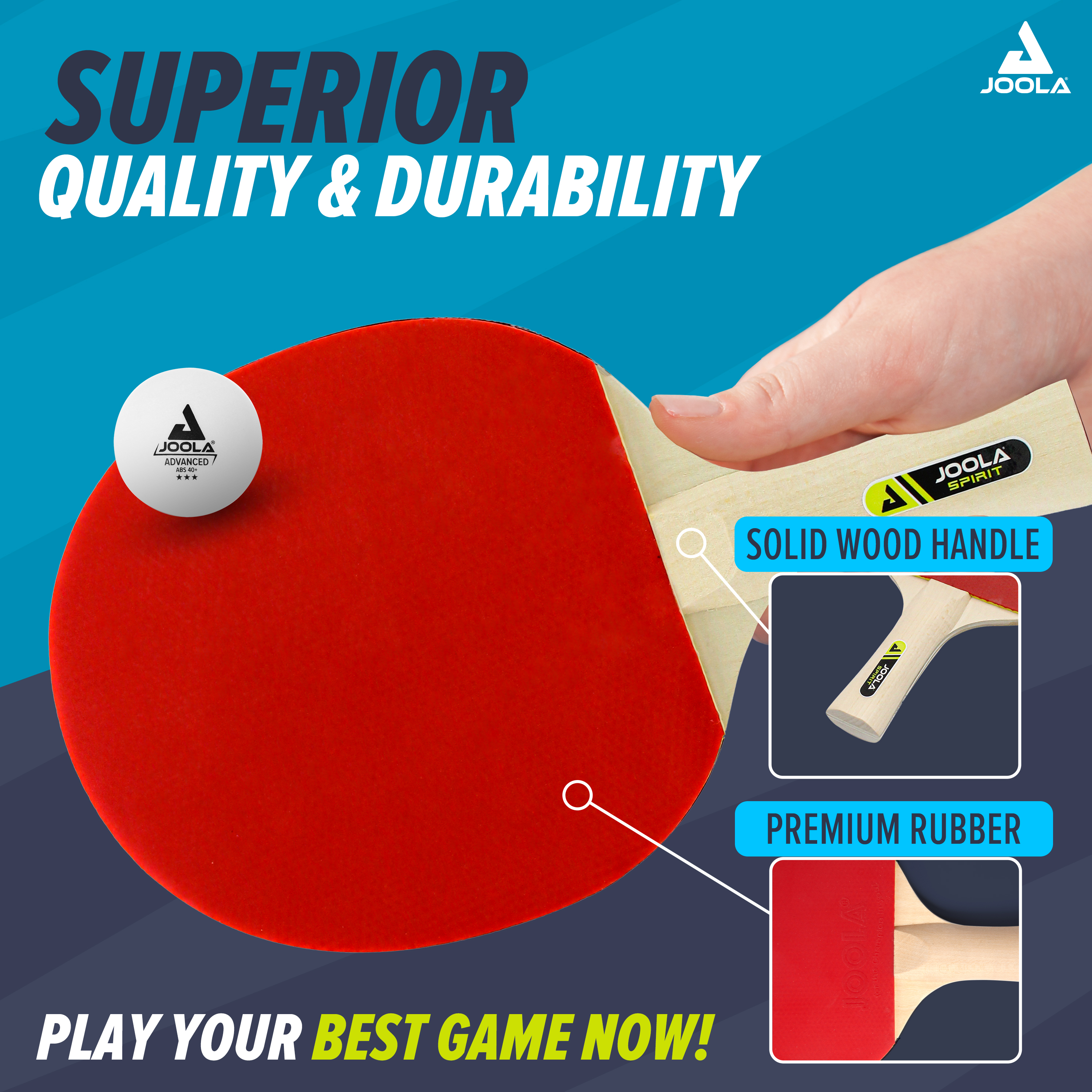 JOOLA Family Set Regulation Size Table Tennis Bundle with Carrying Case, 4ct Ping Pong Paddles, 10ct Ping Pong Balls