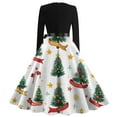 thumbnail image 4 of Christmas Dresses for Women Women's Christmas Printed Long Sleeve Round Neck Plus Size Evening Prom Dresses for Formal Christmas Party,Beige,L, 4 of 5