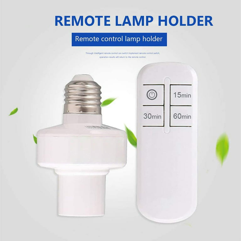YLHHOME Wireless Remote Control E26/E27 Light Lamp Socket Screw Holder Bulb  Cap Smart Switch with Timing Function 50m Long Distance Control Max Load