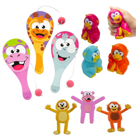 Fun Express Big Eye Wacky Safari Animal Toy & Handout Assortment Kit - 36 Pieces