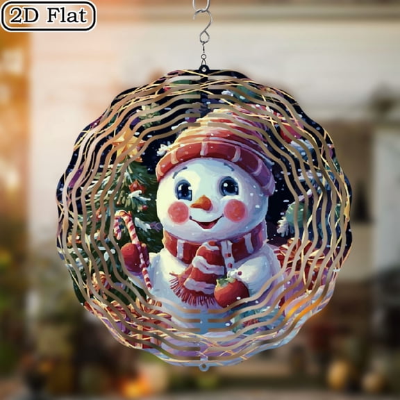 1pc Snowman Wind Spinner Iron Kinetic Yard Art with Rotating Motion, Hanging Ornament for OutdoorIndoor Christmas, Halloween Thanksgiving Decorations Battery-Free Garden Spinner